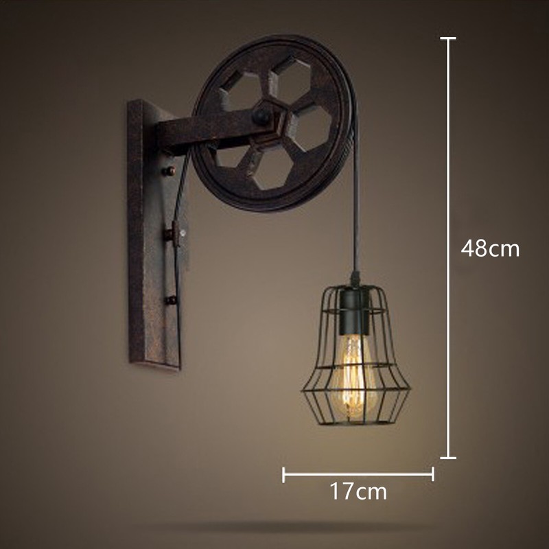 Retro Wall Light Rustic Hallway Lifting Pulley Wall Lamp Sconce Lighting Fixture gallery