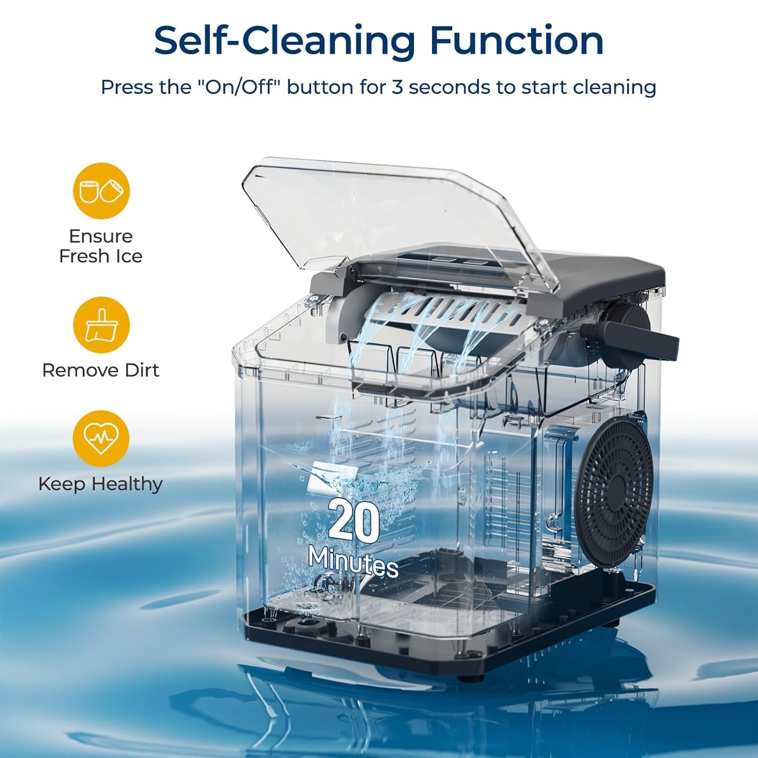 Silver Countertop Ice Maker 26.5Lbs/24H 9 Cubes in 6 Mins gallery
