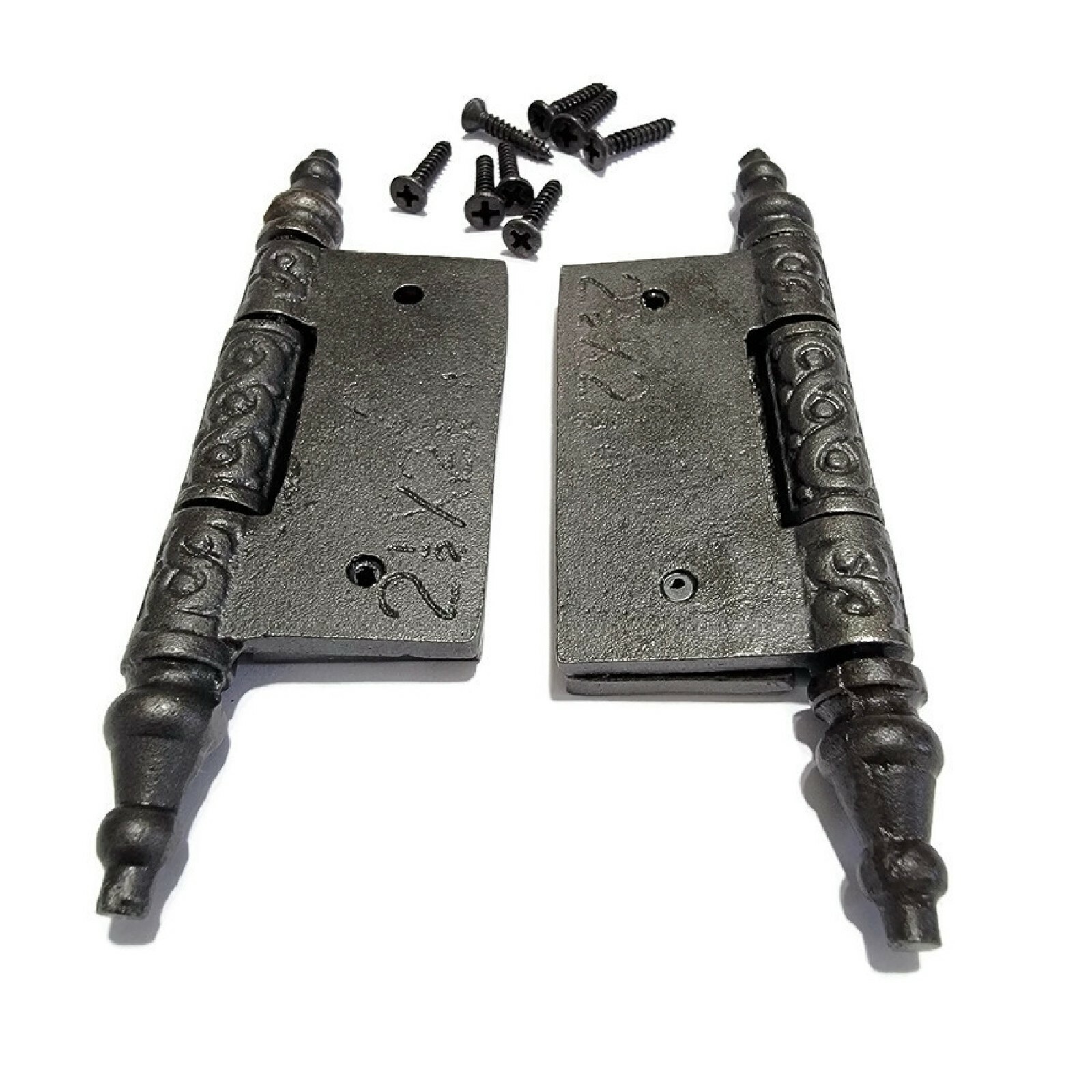 2 1/2" Cast Iron Victorian Door Hinges -Sold by the pair- Lacquered Iron gallery