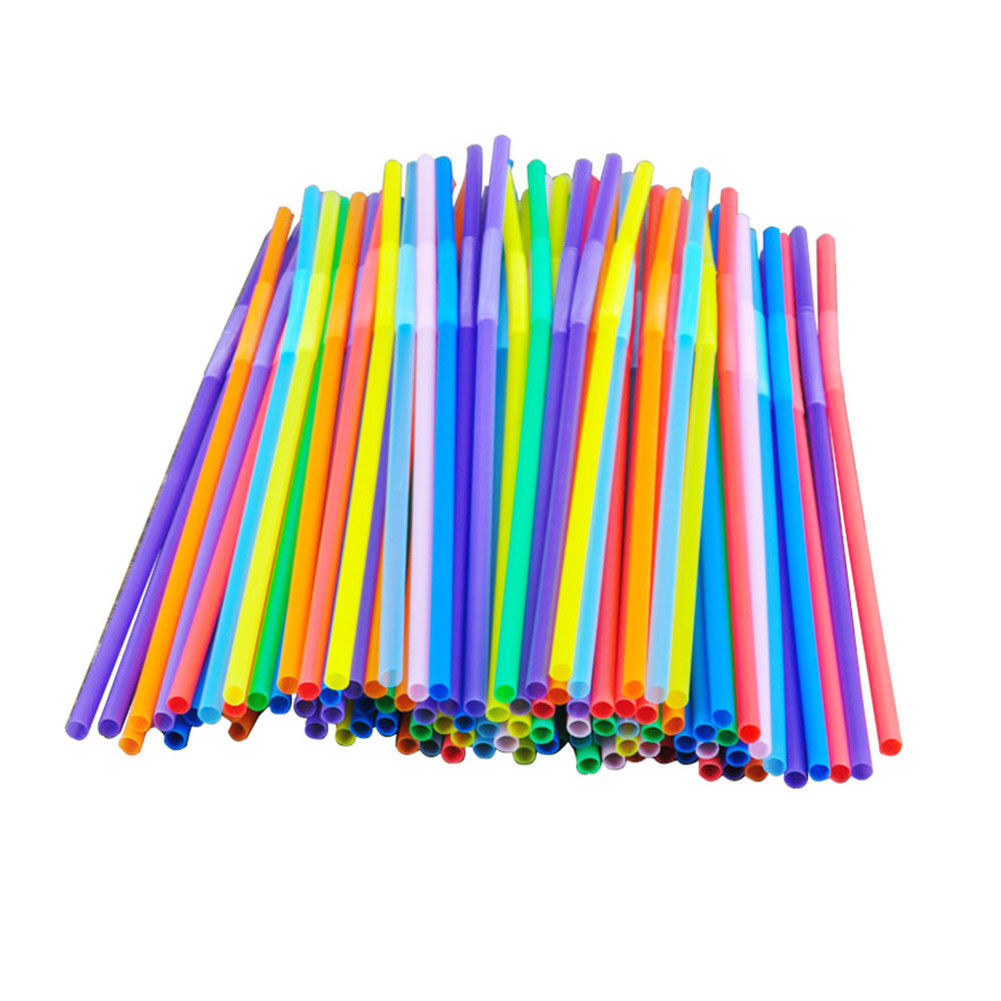 100Pcs Drinking STRAWS Bendable Flexible Plastic Bendy Straw Neon Color BPA FREE gallery