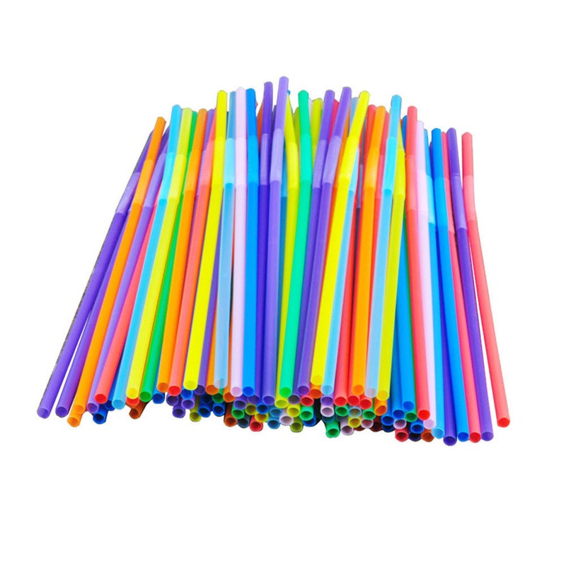 100Pcs Drinking STRAWS Bendable Flexible Plastic Bendy Straw Neon Color BPA FREE gallery