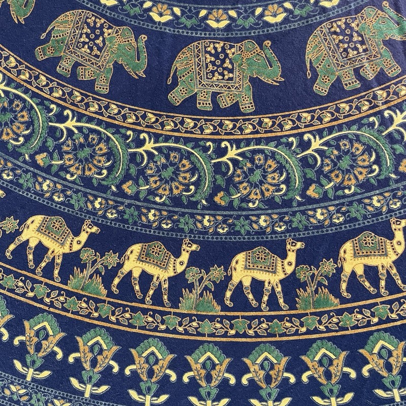 Magical Thinking Tapestry Tablecloth Bedspread 82x98 Camel Elephant Mandala Blue gallery