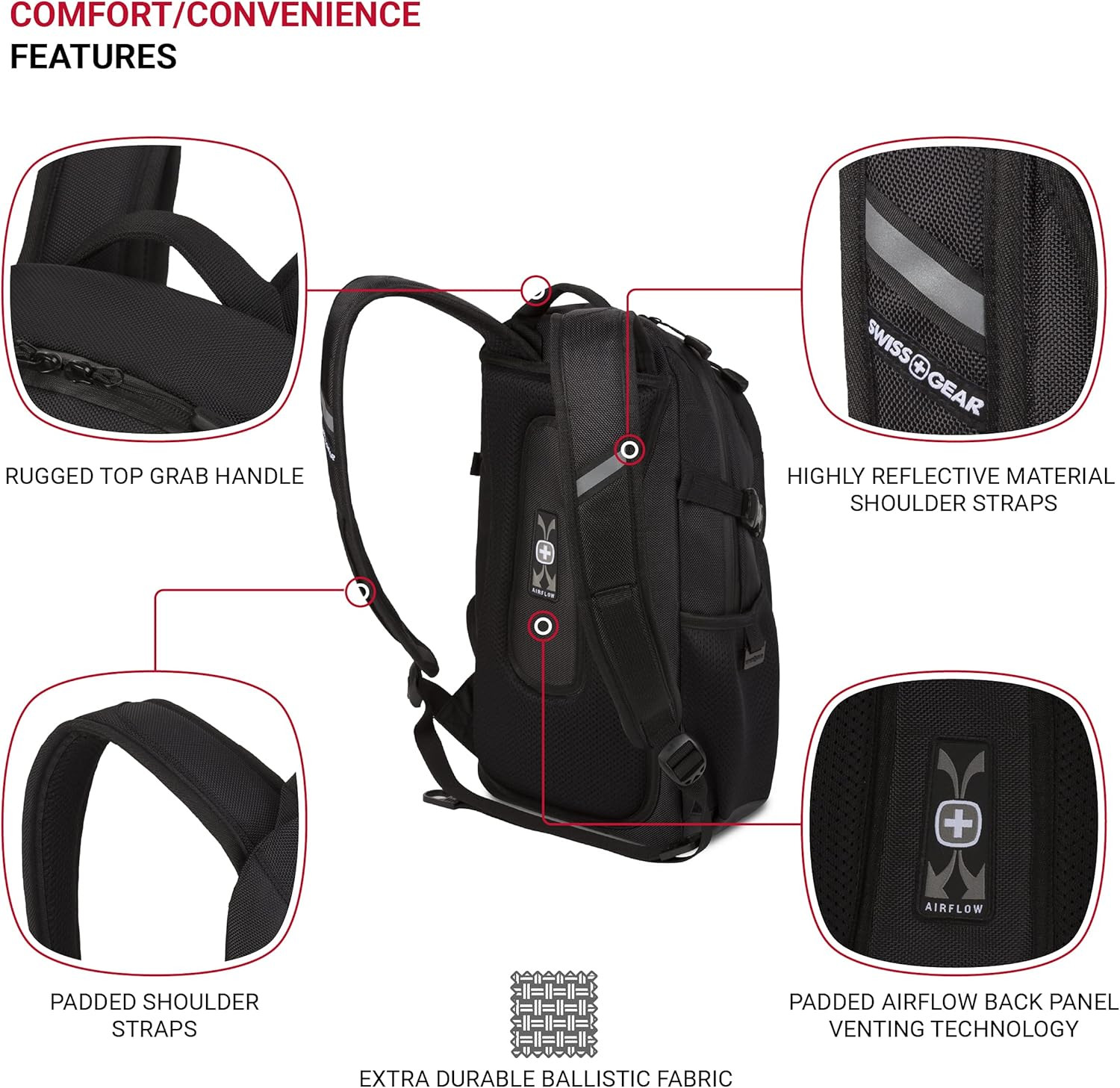 3598 Backpack Narrow Daypack, Black Ballistic, 18-Inch 2