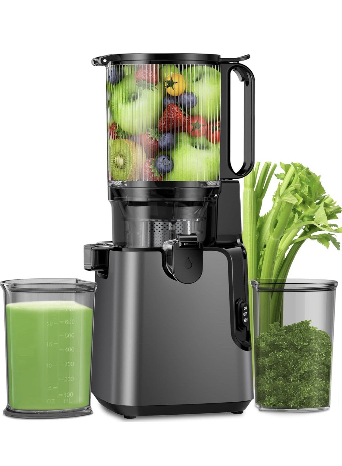 Cold Press Juicer Slow Masticating Wide Feed 5.8” BPA Free Easy Clean gallery