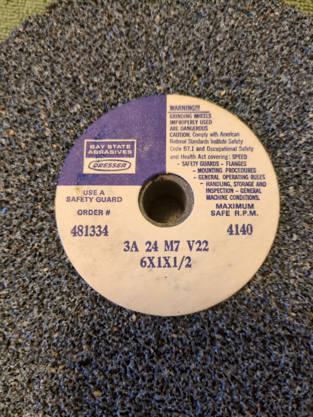 New Bay State Abrasives Part #481334 3A-24-M7-V22 6 X1 X1/2 Grinding Wheel USA gallery