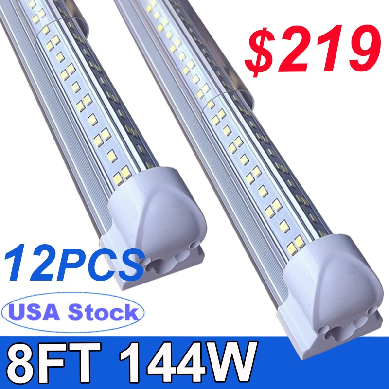 12PACK 8FT LED Tube Lights Fixture Linkable LED Shop Light 144W 8 Foot LED Bulbs gallery