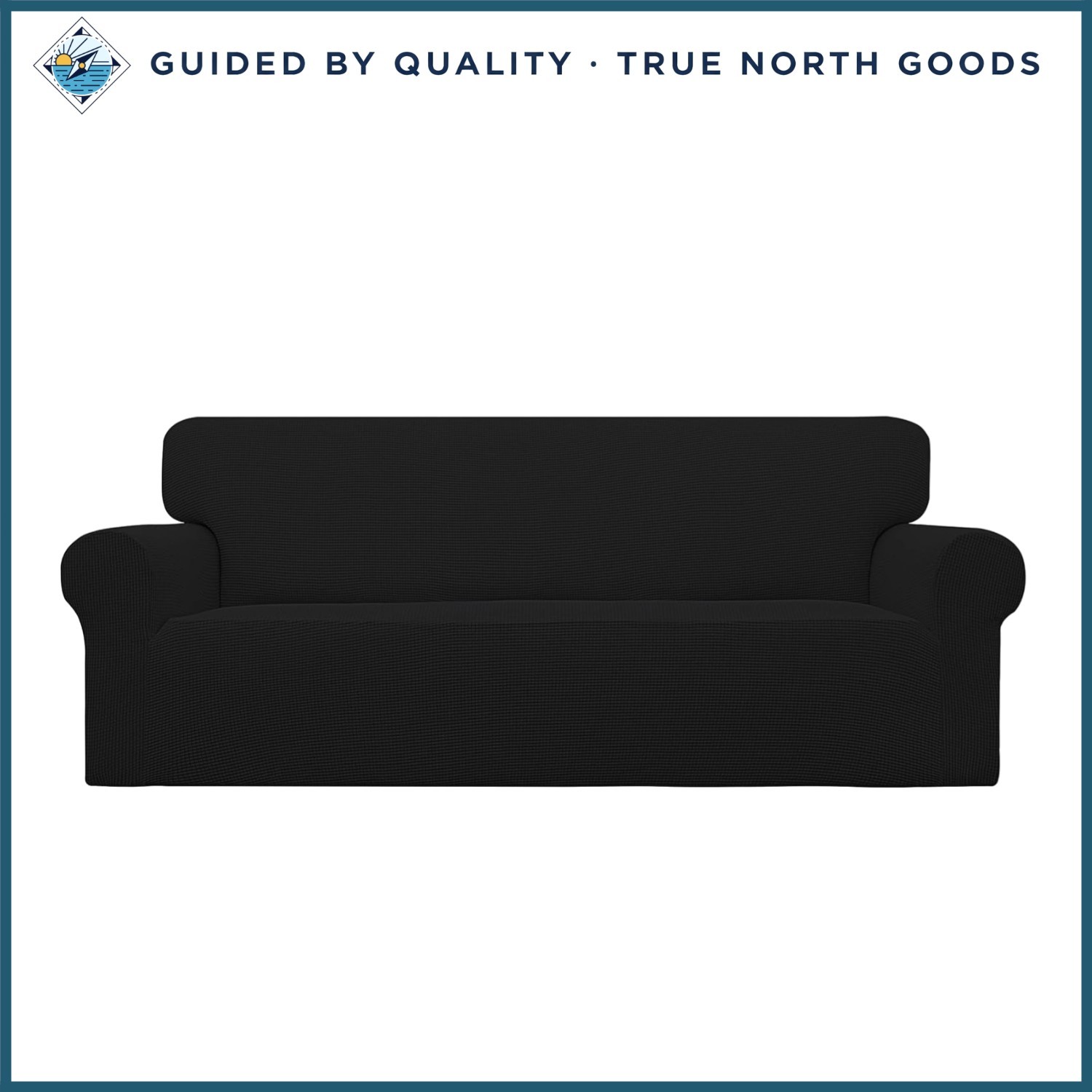 Elastic Black Sofa Cover for Oversized Sofas, Soft Stretch Fabric Protector gallery