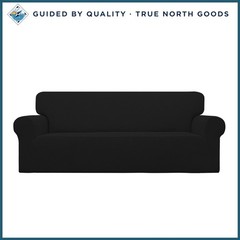 Elastic Black Sofa Cover for Oversized Sofas, Soft Stretch Fabric Protector