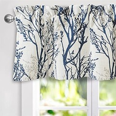 Tree Branch Linen Lined Valance Double Layer 52″W x 14″L (Pack of 1) Blue