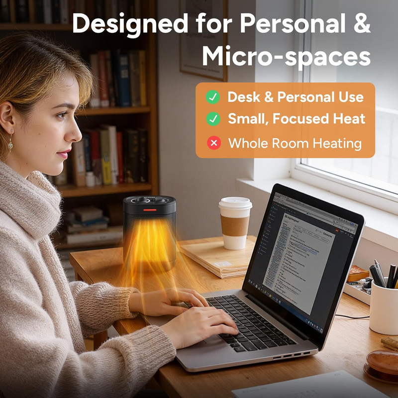 Ceramic Personal Space Heater Office Desk RV 1000W/700W Low Wattage Electric gallery