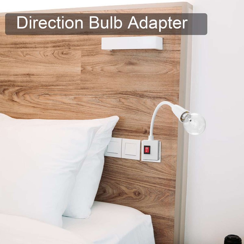 E27 Light Bulb Lamp Holder Base Adapter 360° Gooseneck Extender Wall Socket Plug gallery