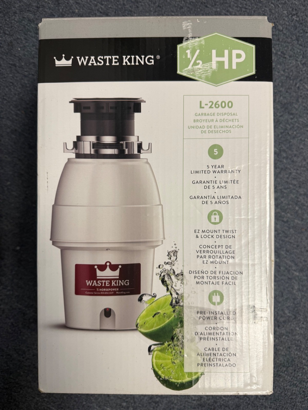 Waste King L-2600 Garbage Disposal Legend Series 1/2 HP Continuous Feed EZ Mount gallery