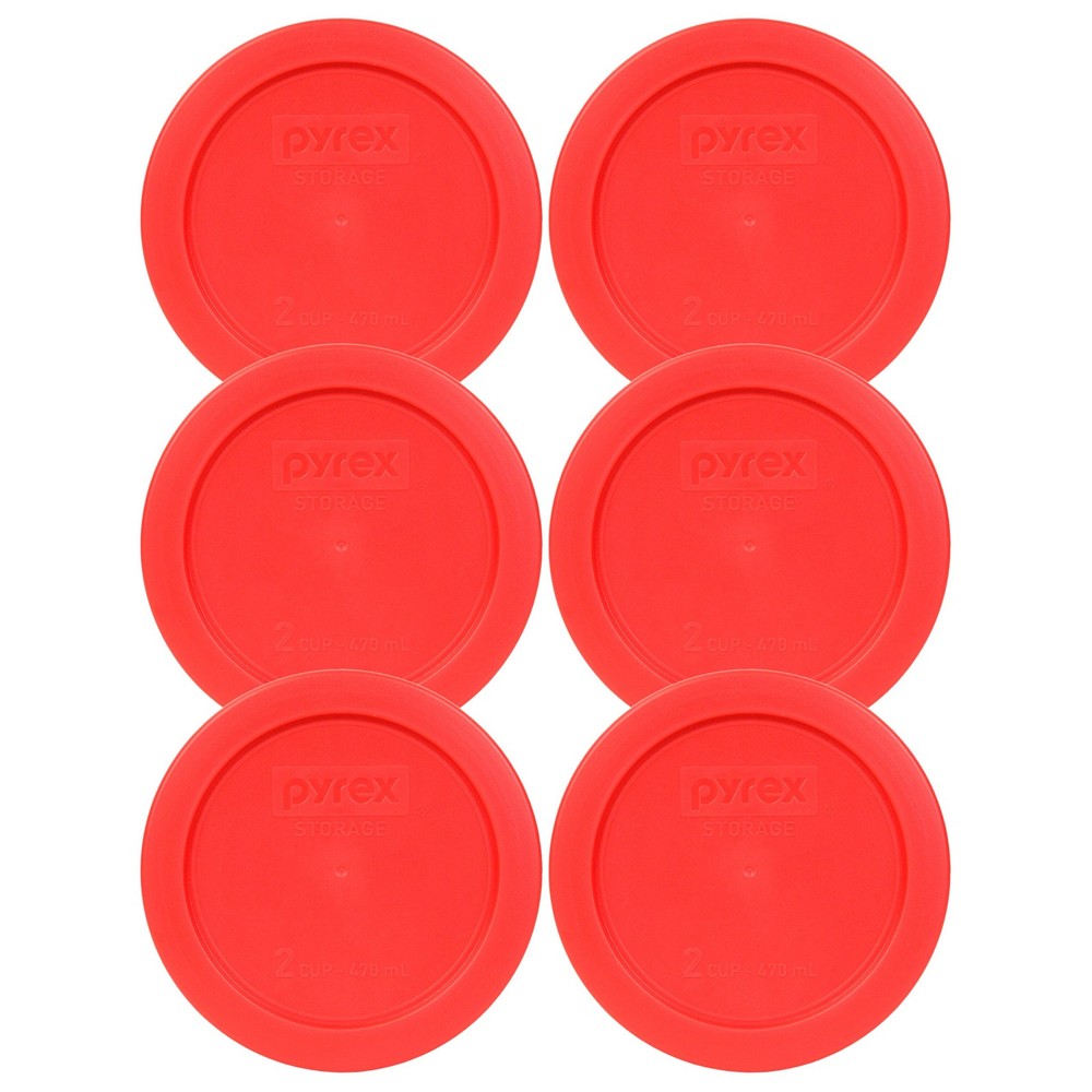 2-Cup Red Food Storage Replacement Lids for Glass Containers 6 Pcs