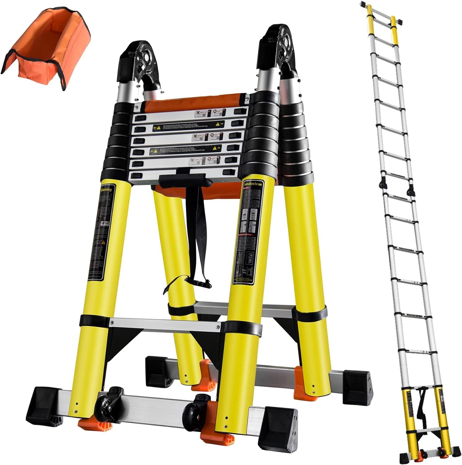 Telescoping Ladder A Frame, 20 Ft Compact Aluminum Extension Telescopic Step gallery