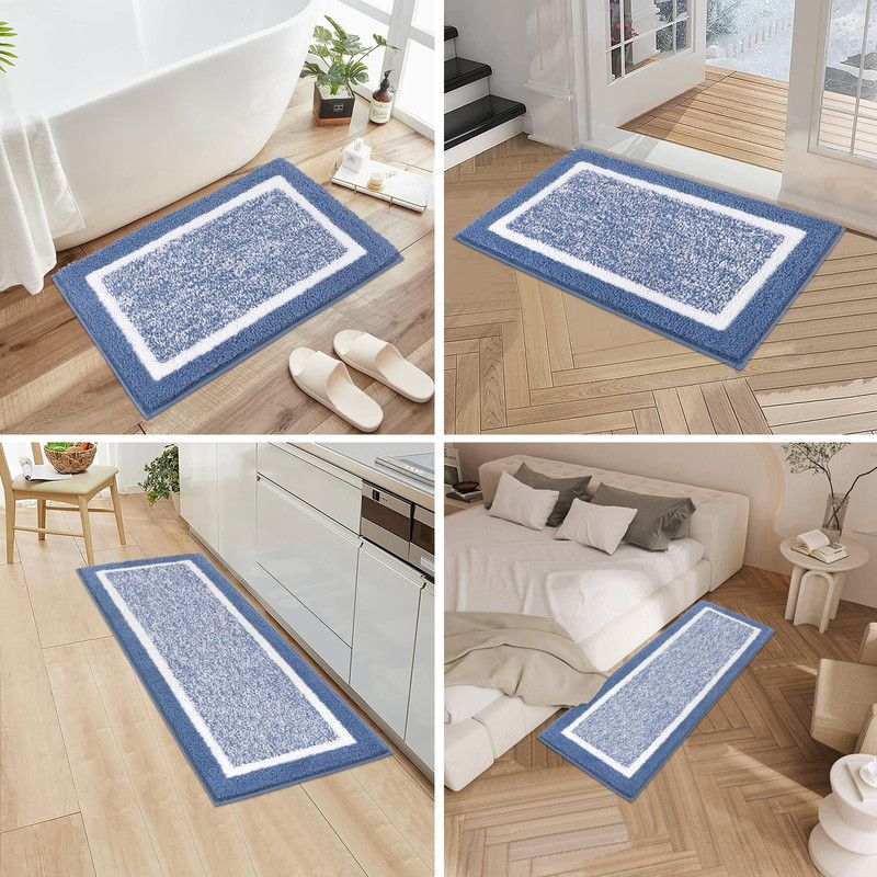 Bath Rug Set 3-Piece Microfiber Geometric Bathroom Mat Carpet Choose Your Color gallery