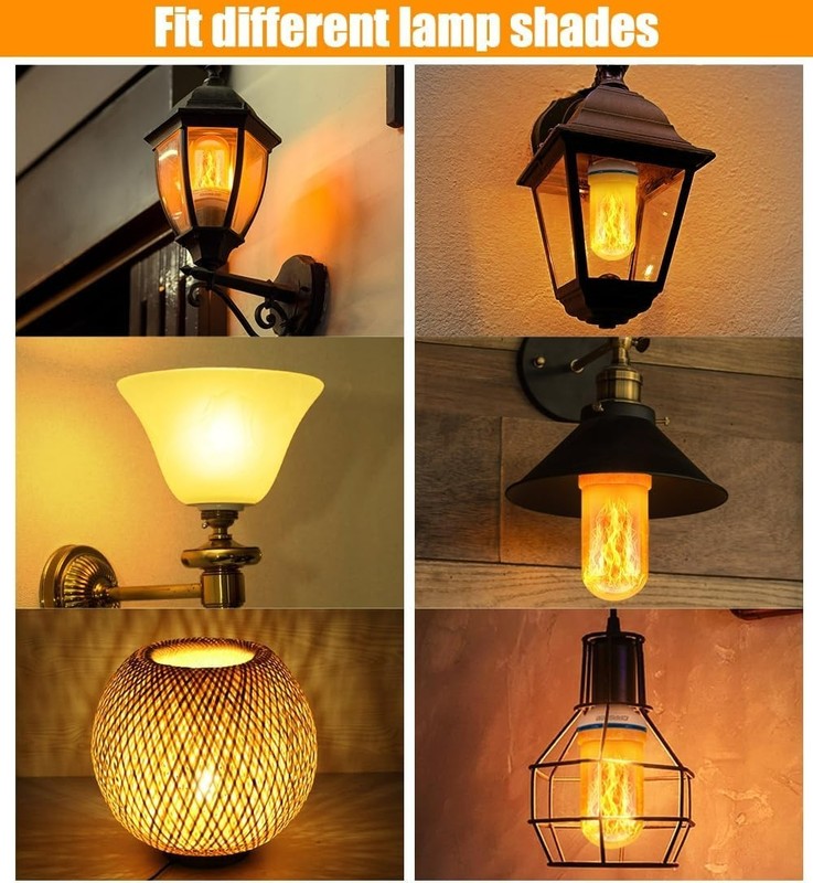 Upgraded LED Flame Light Bulbs, 4 Modes Flickering Light Bulbs, E26 Base Fire Fl gallery