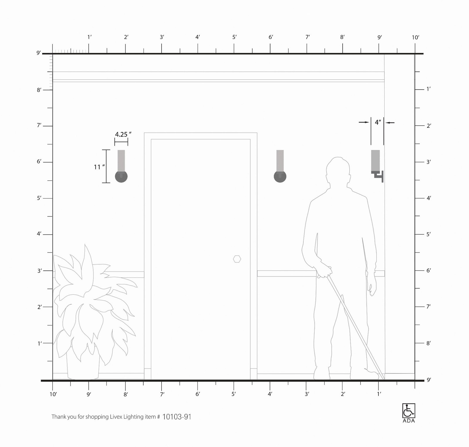 Used Livex Lighting 10103-91 Aero - 1 Light ADA Wall Sconce in Contemporary gallery