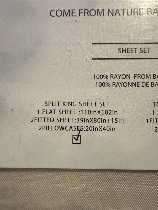 5 Piece Bamboo Split King Sheets Ivory New In Package 100% Rayon From Bamboo gallery