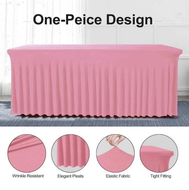 Pink Spandex Rectangular Tablecloth 72" x 30" Solid Smooth Modern gallery