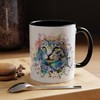 Accent Coffee Mug 11oz Multicolor Cat 674 navy pink red black art by L.Dumas gallery