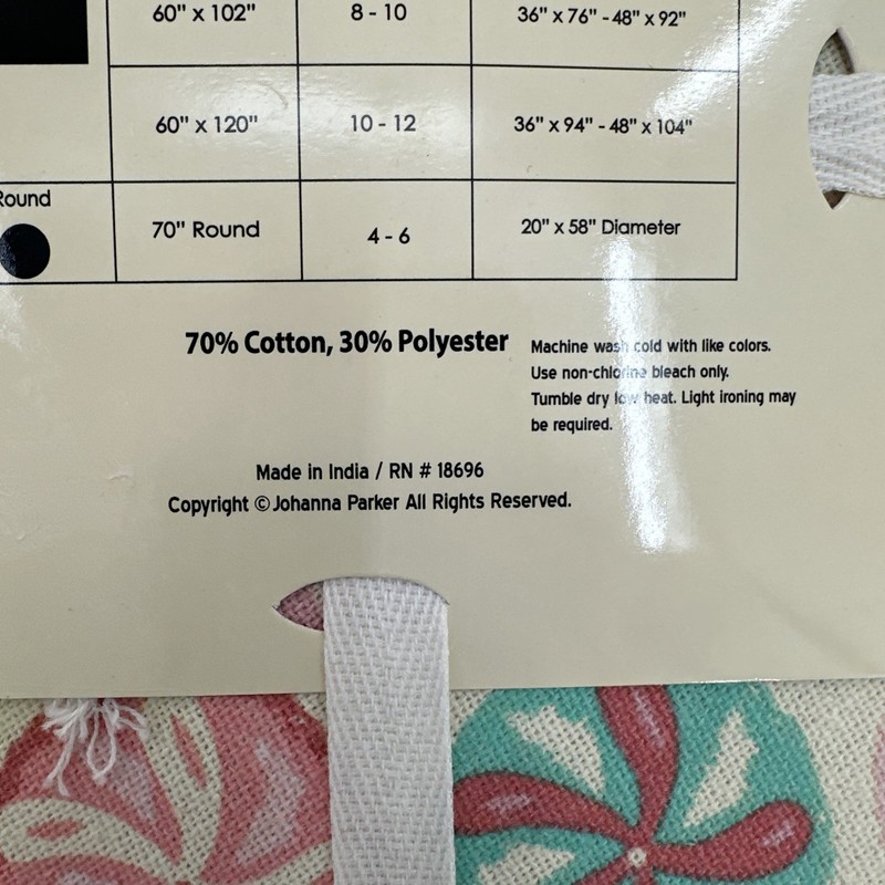 Johanna Parker Tablecloth 70 Round Christmas Holiday Peppermint Candy Pink Aqua gallery
