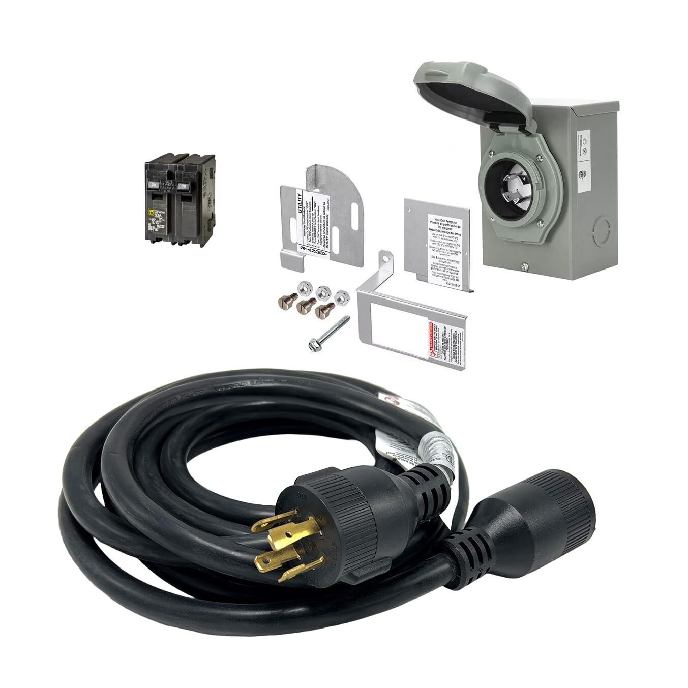 30 Amp Generator Hook-up Kit for Square D Homeline 200/225A Panel, 15/25 Ft Cord gallery