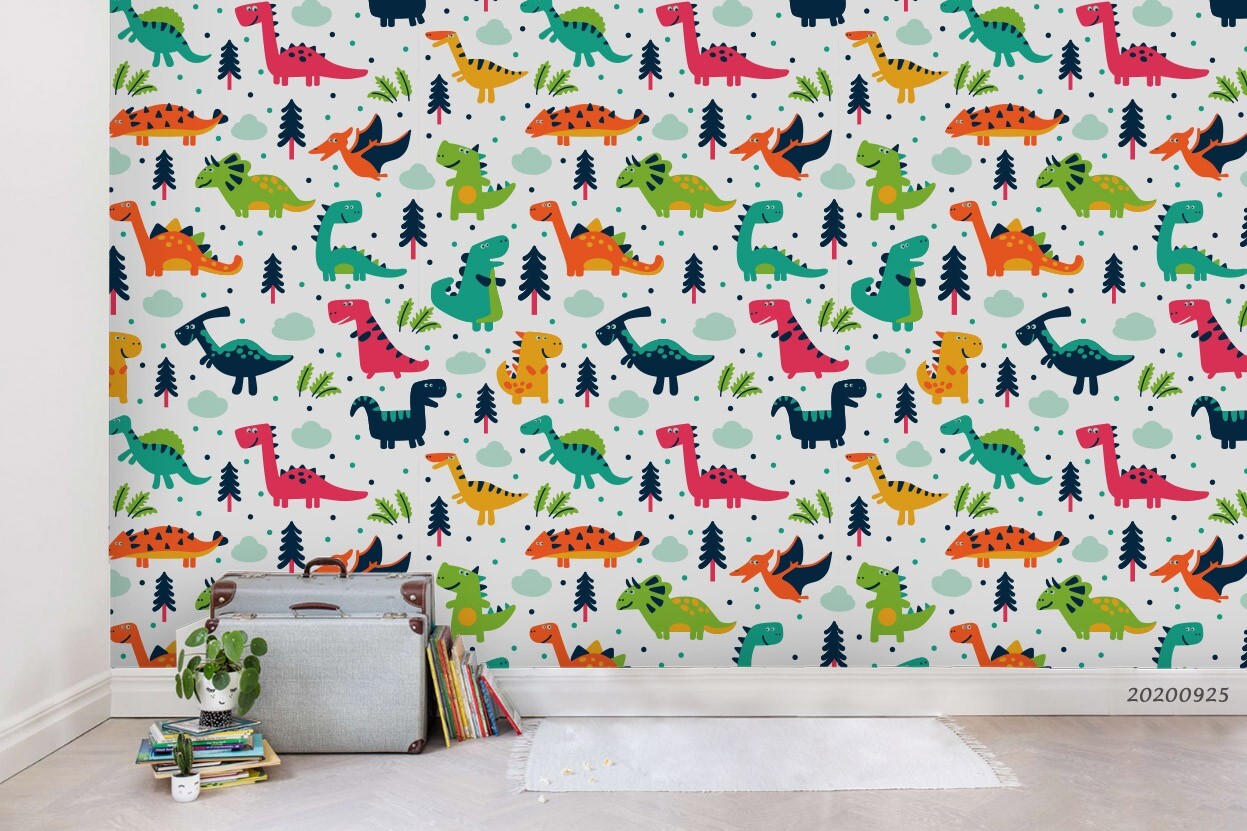 3D Dinosaur Tree Cartoon Pattern Wallpaper Wall Murals Removable Wallpaper gallery