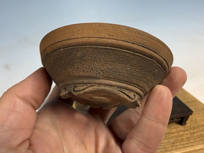 Japanese Unknown Maker Shohin Bonsai Tree Pot 3 3/4 By 1 1/4” Handmade Unglazed gallery