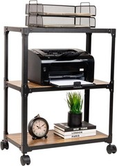 Multipurpose Rolling Cart W/ 3 Tiers Mobile Office Storage Organizer Metal MDF