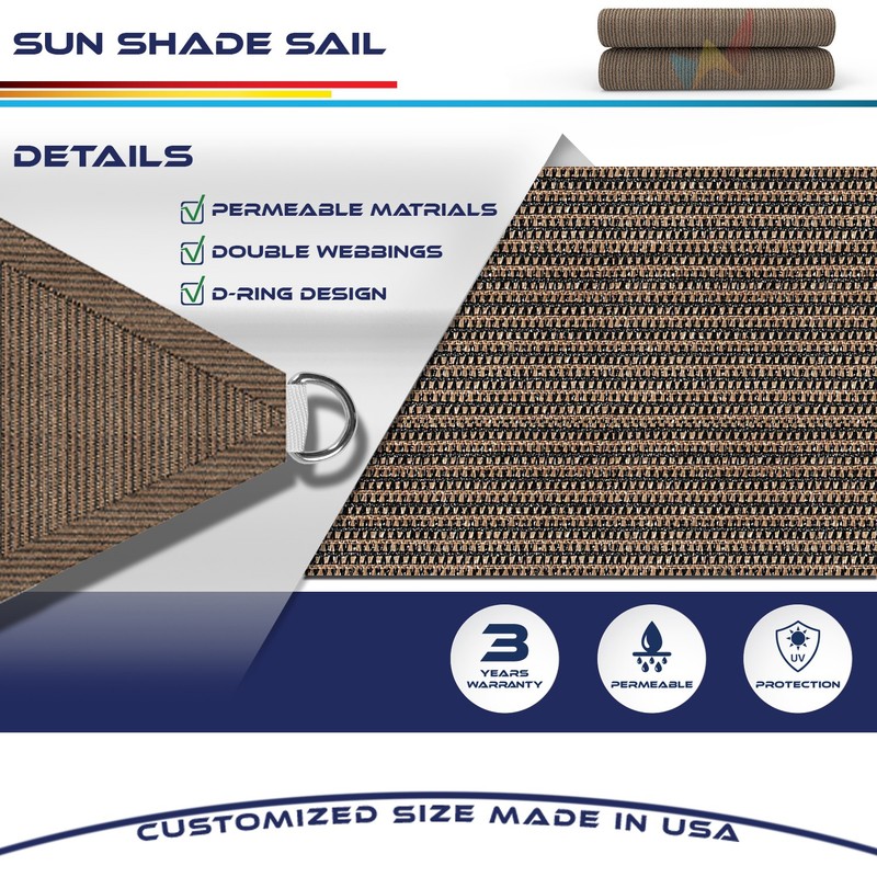 Custom Size Brown Right Triangle Sun Shade Sail Outdoor Canopy Awning W/8 in Kit gallery