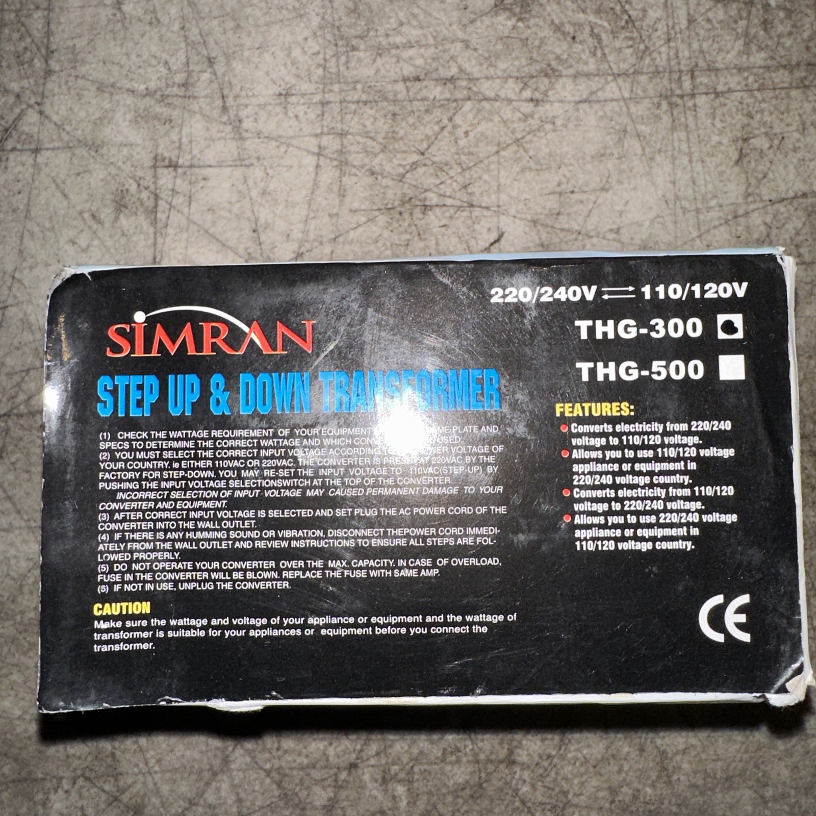 Simran THG-300 220/240V 110/120V Step Down Transformer 220 Volt To 110 Volt gallery