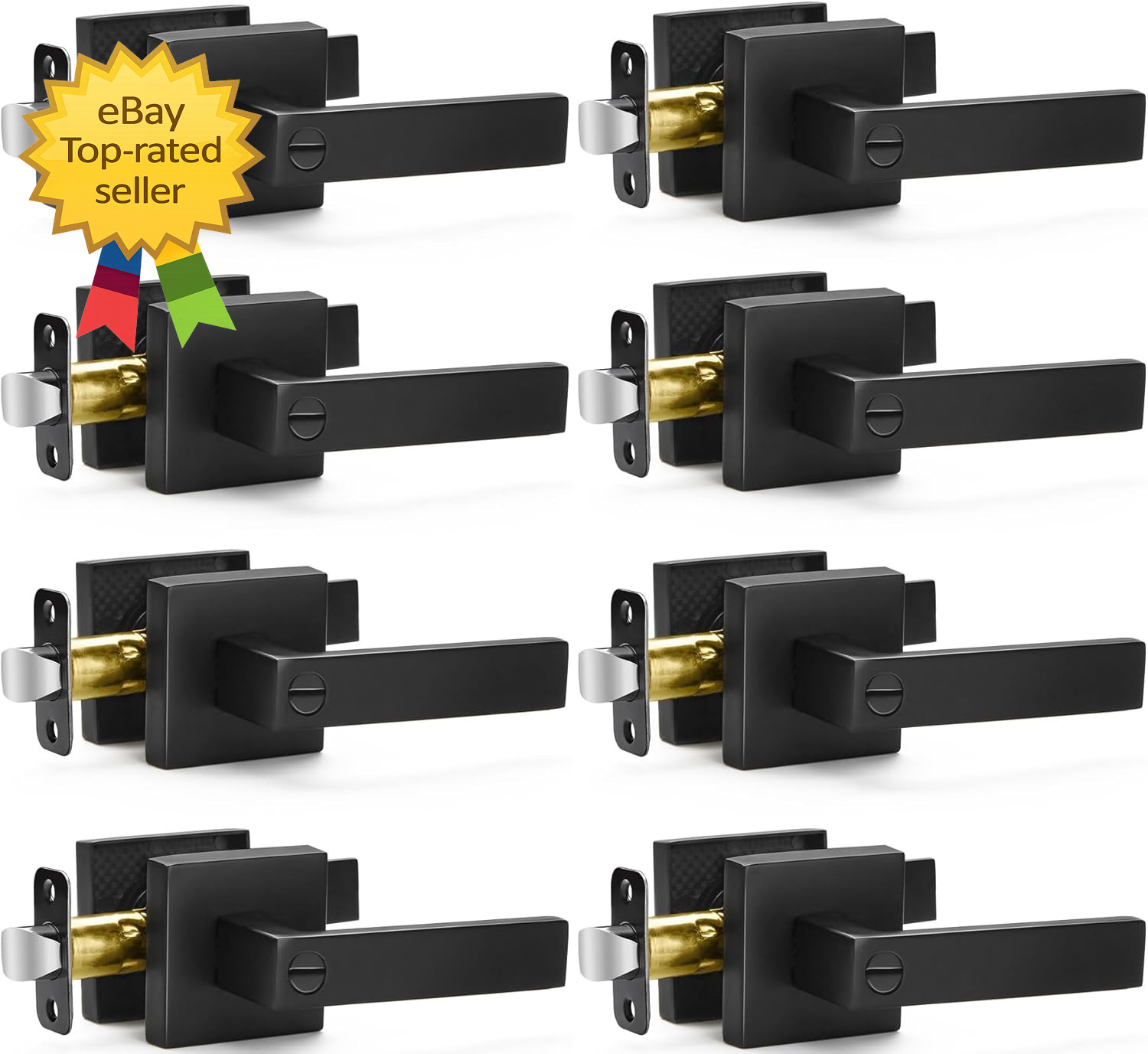 8 Pack Matte Black Door Handles Privacy Door Levers Keyless Interior Door Knobs gallery