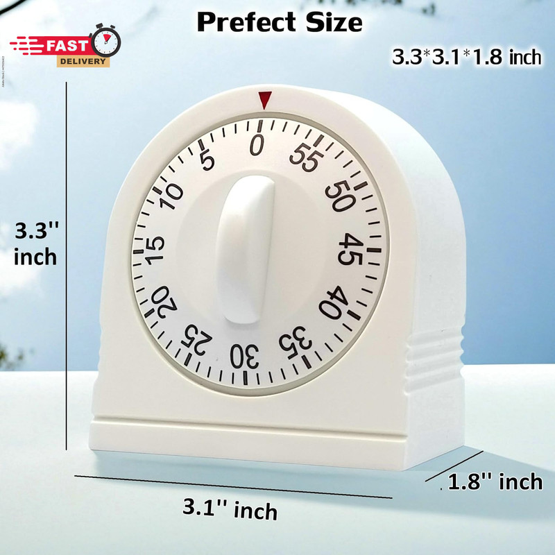 60 Minute Wind up Timer, Visual Mechanical Timer with Loud Alarm, Manual Countdo gallery