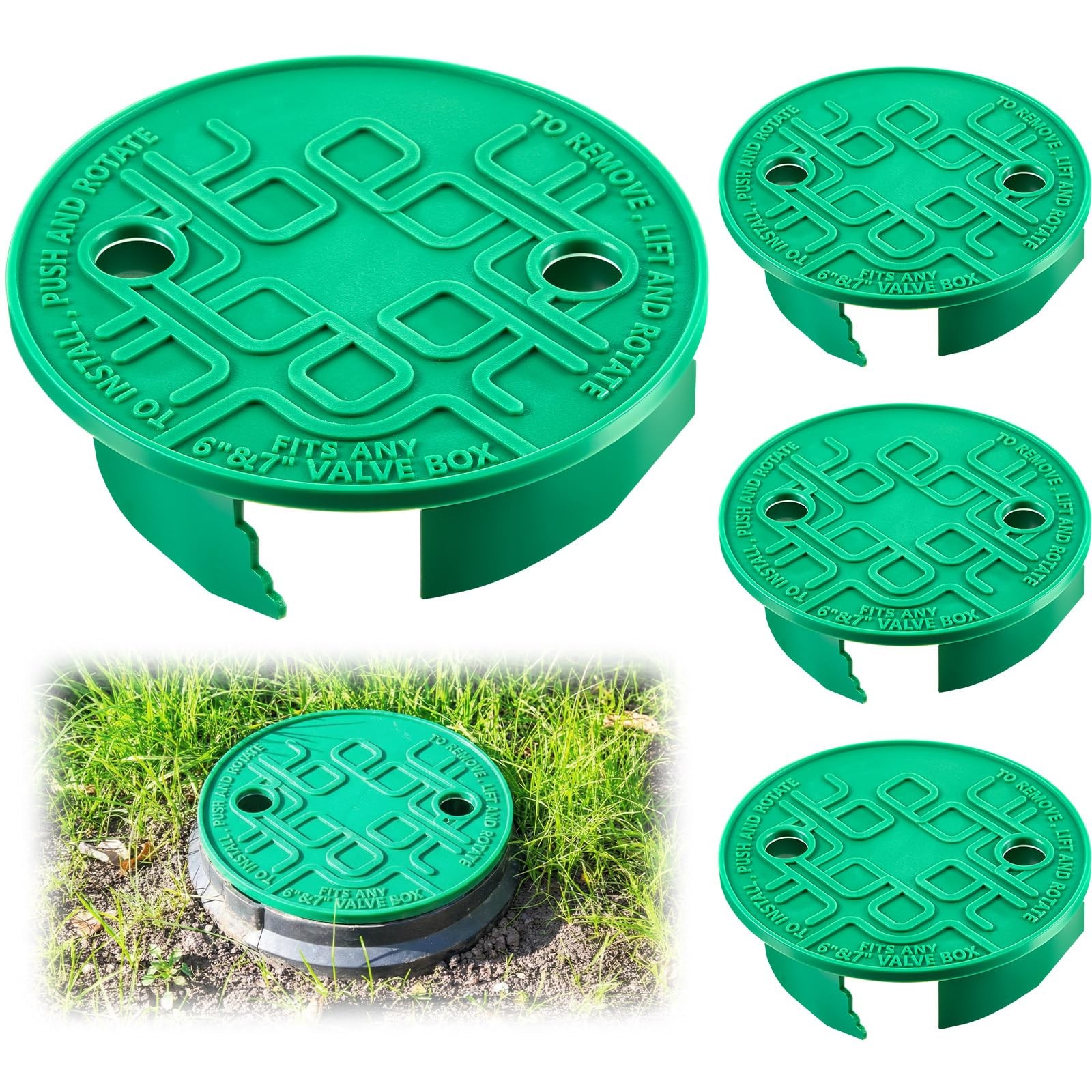 Universal Irrigation Valve Box Covers - 4 Pcs Round Lid 5.4" ID, 6.5" OD gallery