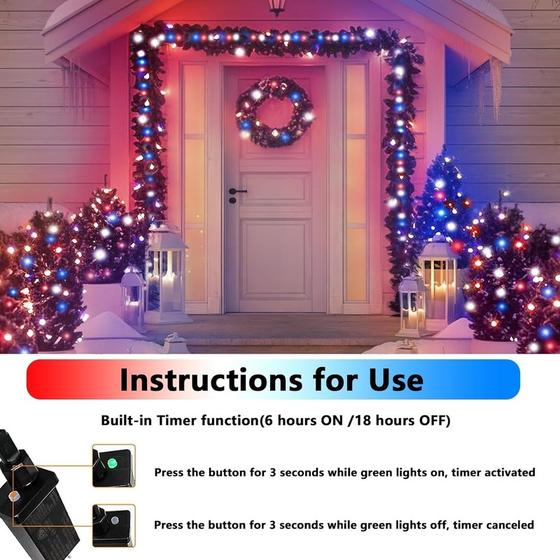 Versatile 200 LED Red White Blue Decorative Lights - Perfect for National Day gallery