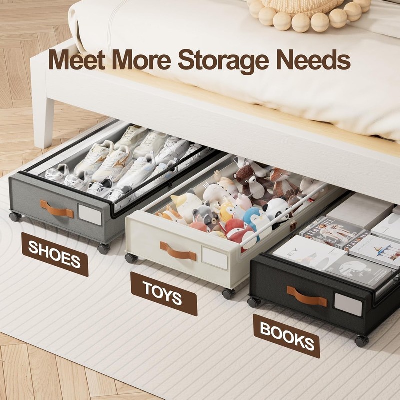 Under Bed Storage W/ Wheels 2 Pack Under Bed Storage Containers W/ Clear Lid XXL gallery