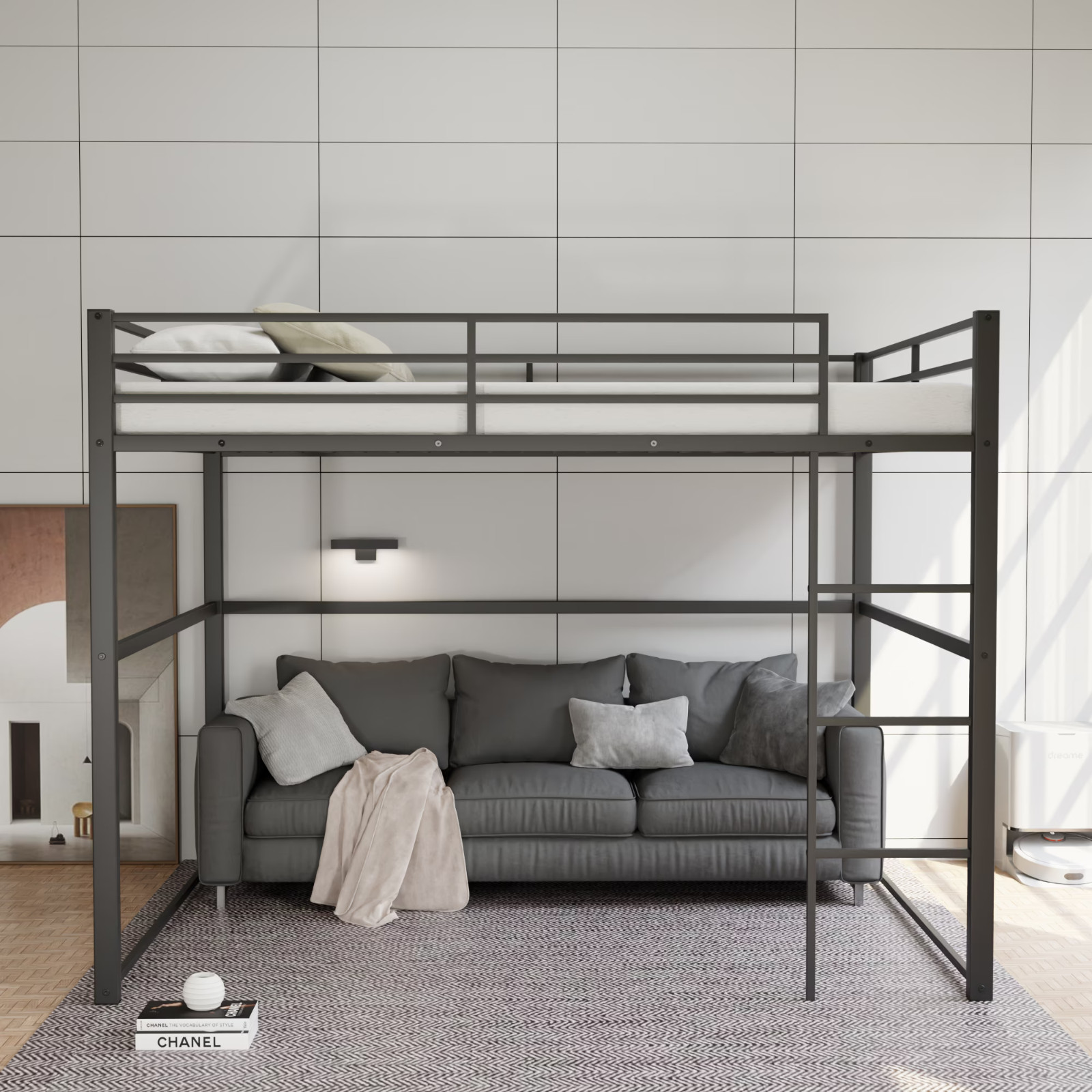 Full Metal Loft Bed w/Safety Rails+Ladder for Kids/Teens/Adults Space-Saver gallery