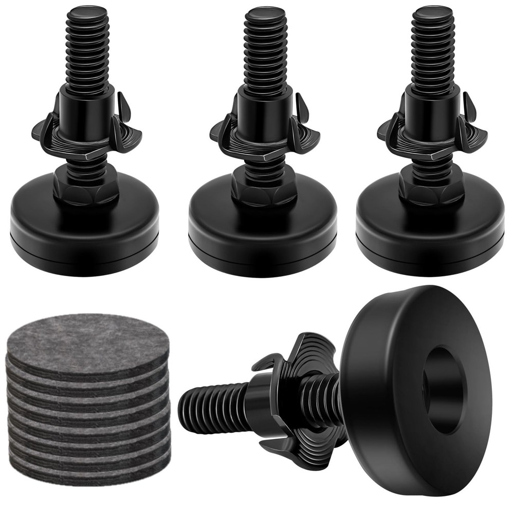 Adjustable Leveling Feet, 4 Pack, 3/8'-16 UNC 3/8”-16 * 4 Sets, Black