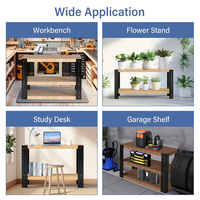 Neorexon Universal Metal Workbench Legs Kit w/Free Legs, Black gallery