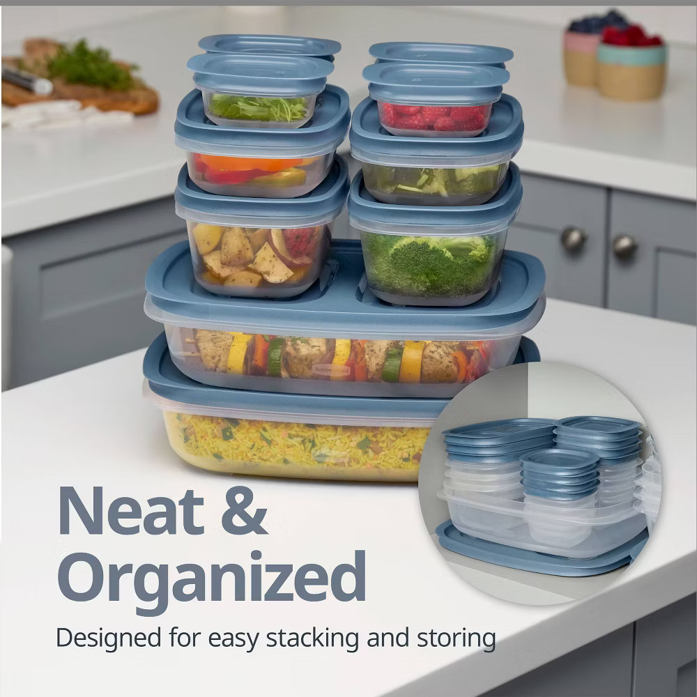 Rubbermaid Easy Store 20pc Large Rectangle Food Storage Container Set gallery