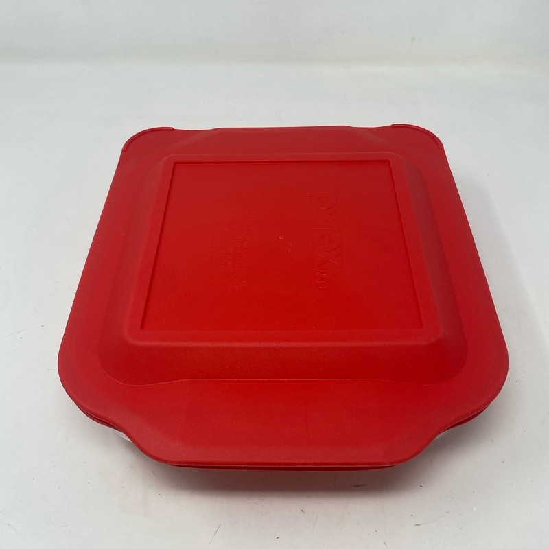 Pyrex 7211 6-Cup Rectangle Glass Dish w/ Red 7211-PC Lid gallery
