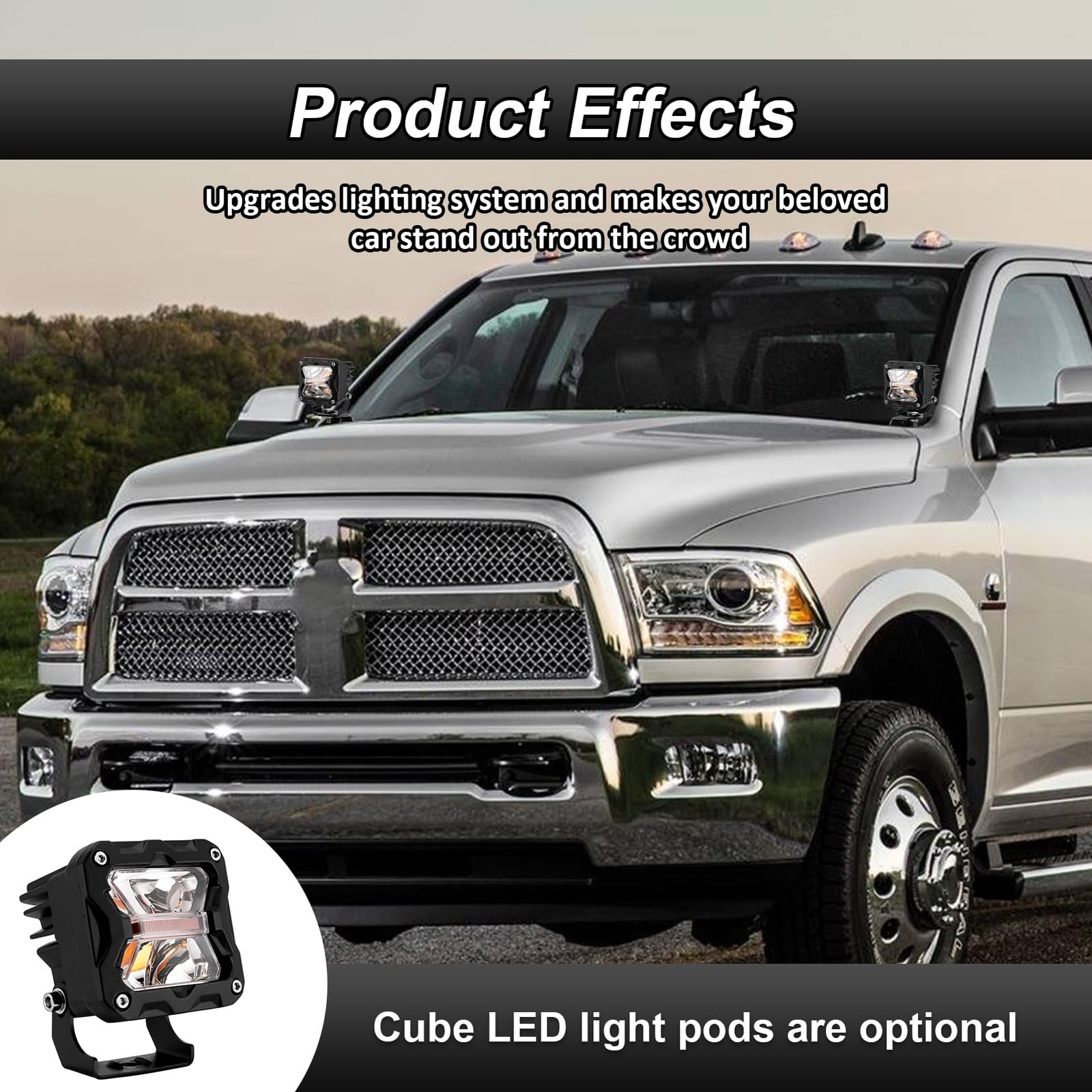 Upper Hood Mount Brackets Ditch LED Light Bracket Compatible with Dodge Ram 1... gallery