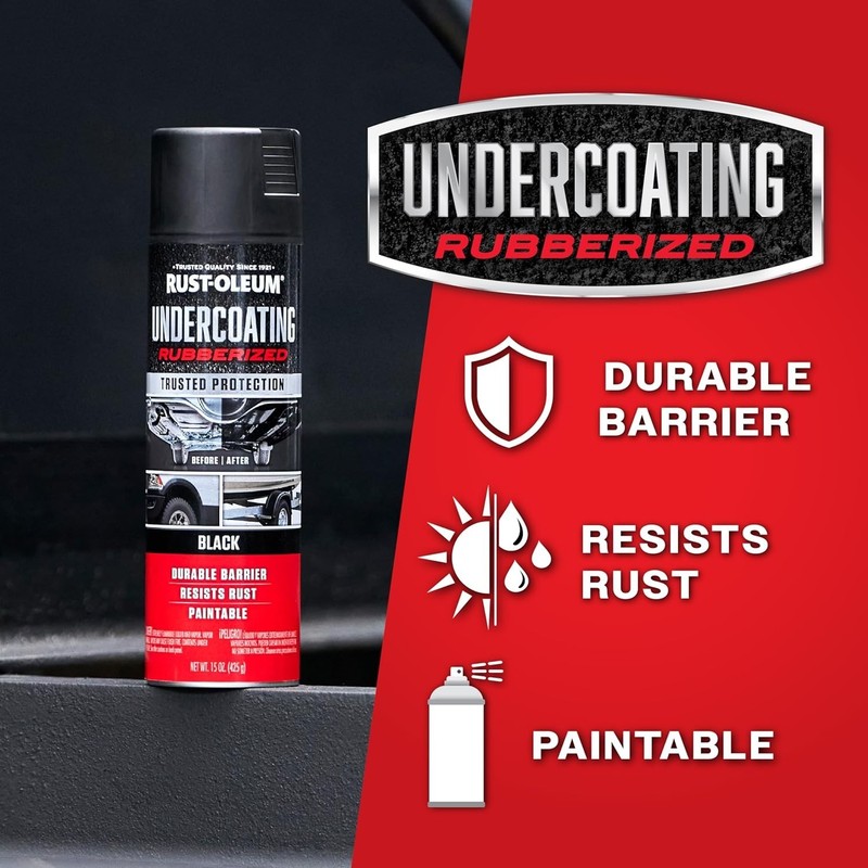 Rust-Oleum 248657-6PK Stops Rust Undercoating Spray, 15 Oz, Rubberized Black, 6 gallery