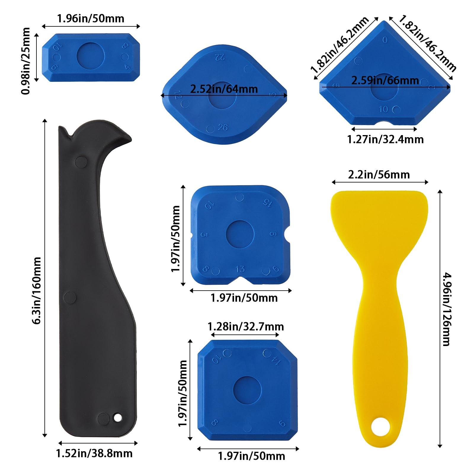 12 Piece Plastic Silicone Caulking Tool Kit for Tile Sealing Grouting Blue gallery
