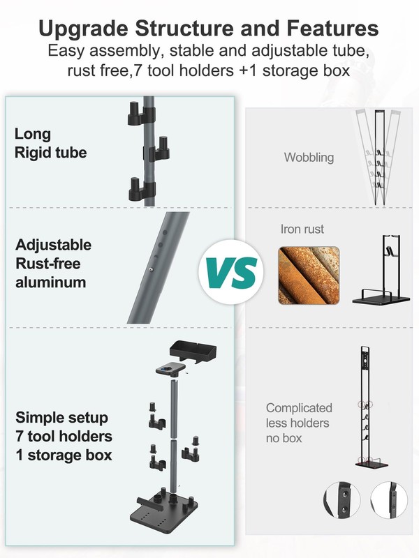 Cordless Vacuum Stand, Adjustable Height, 7 Accessory Holders, Storage , Vac ... gallery