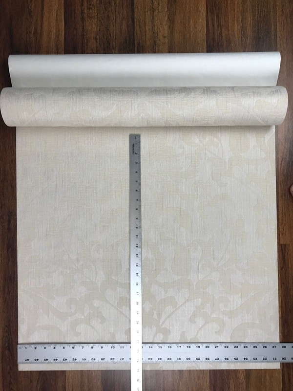 Embossed Flocking Wallpaper Ivory Flock Textured Flocked Damask Velvet rolls 3D gallery