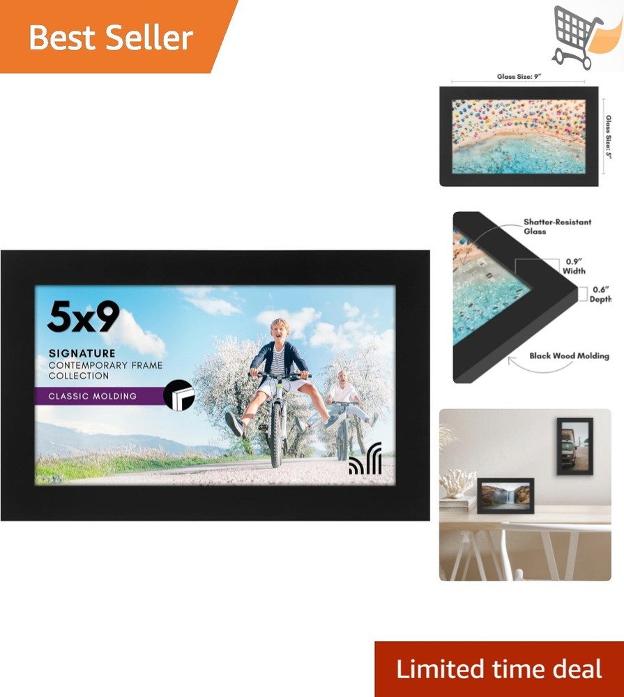 5x9 Picture Frame Shatter-Resistant Glass Engineered Wood Wall&Tabletop