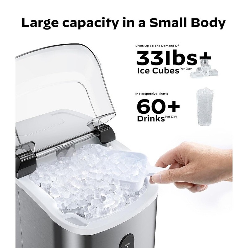 Nugget Ice Maker Countertop, Silonn Chewable Pellet Ice Machine , 33lbs/24H gallery