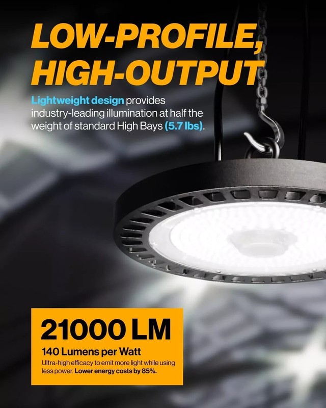 UFO LED High Bay Light 150W Dimmable Commercial Lighting Fixture, 21,000 Lumens gallery
