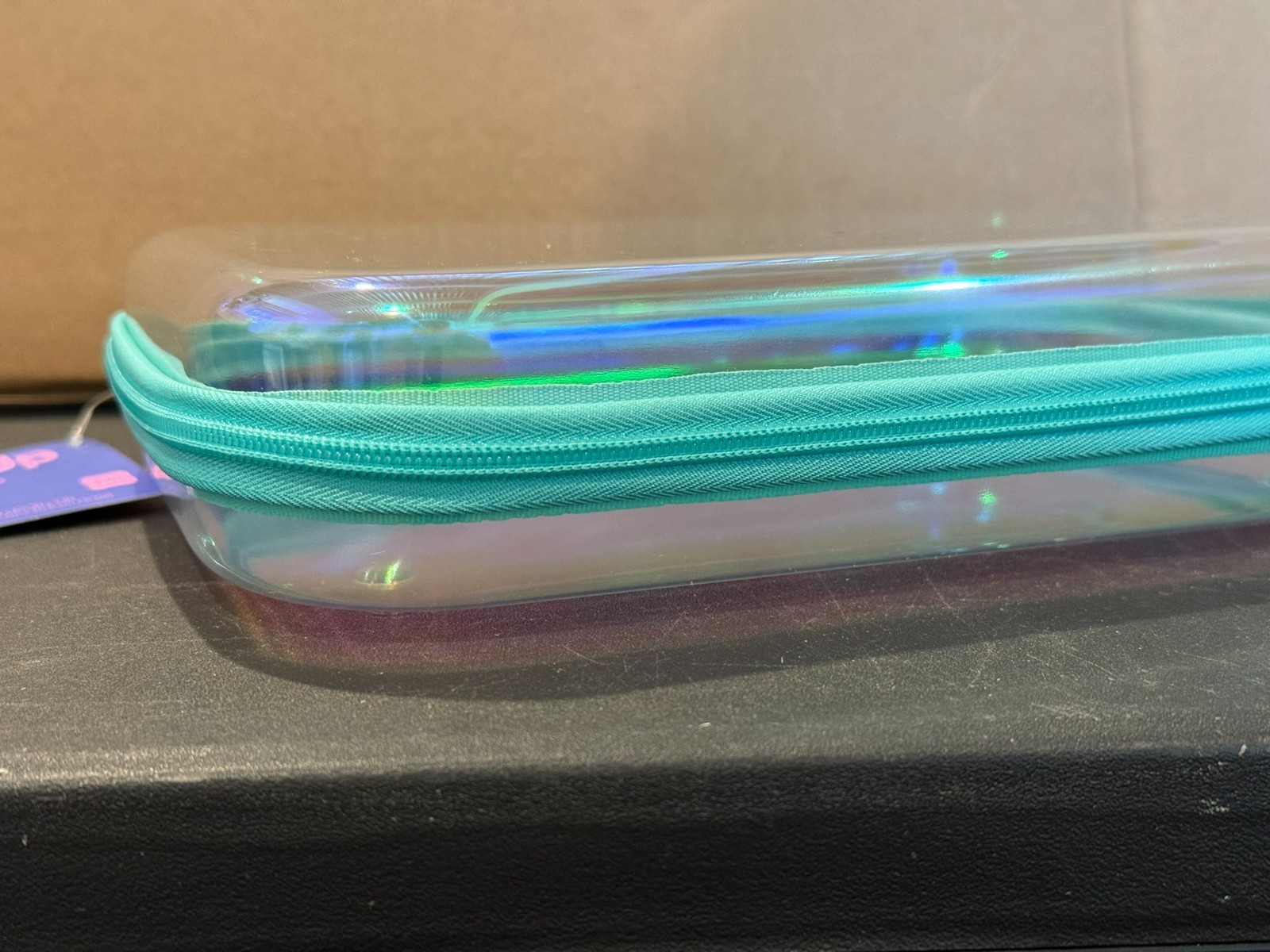 NWT Target Hard Sided Zipper Clear Iridescent Pencil Case Up & Up School PVCfree gallery